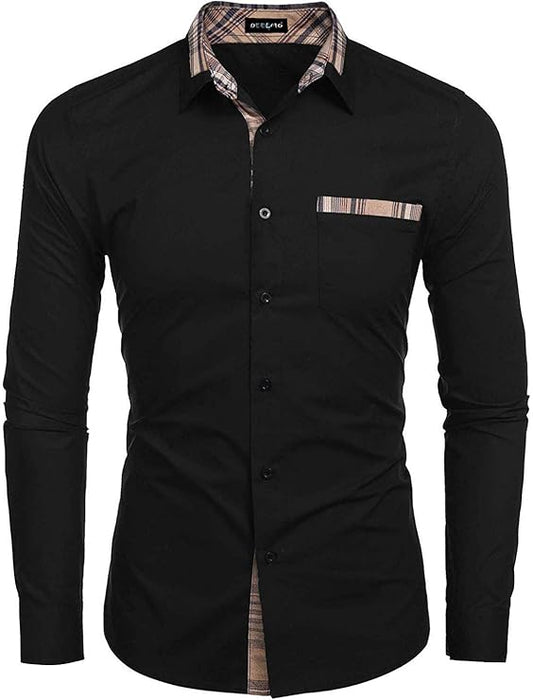 Men's Solid Regular Fit Shirt (DLM4802-Black-38_Black