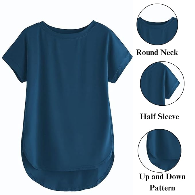 Combo of Plain Color Stylish Up and Down Cotton Tshirt for women