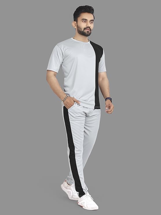 Lycra Blend Casual Regular Fit Solid Tracksuit for Men