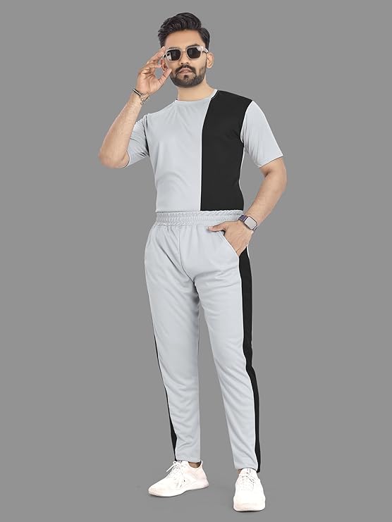 Lycra Blend Casual Regular Fit Solid Tracksuit for Men