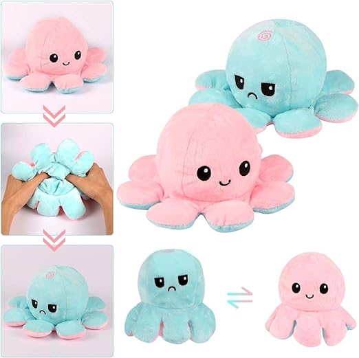 Toy Octopus Plushie Reversible Soft Toys for Kids