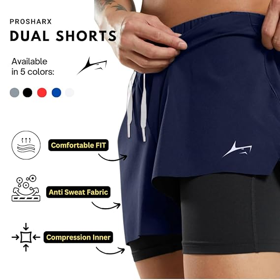 2 in 1 Active Dual Shorts with Inner Tights Layer