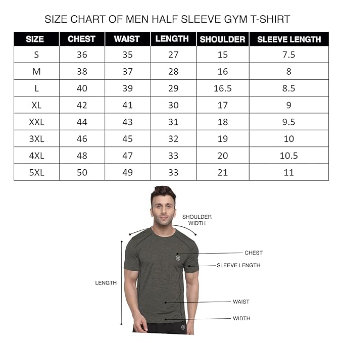 Men's Round Neck Regular Dry Fit Gym Sports Regular Fit T-Shirt