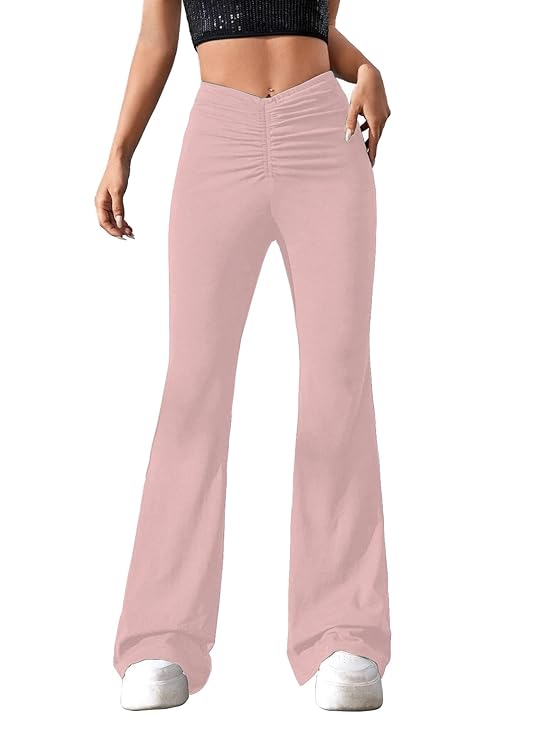 Women's Solid Gathering Front Skinny Trousers