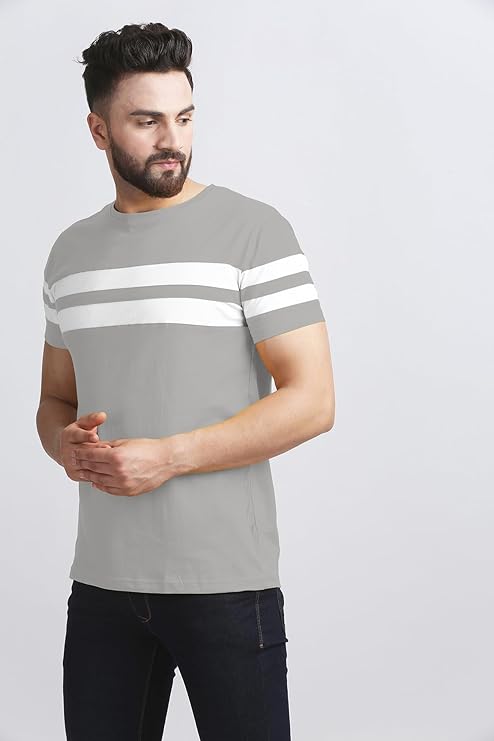 T-shirt for Mens Double Stripes on Chest