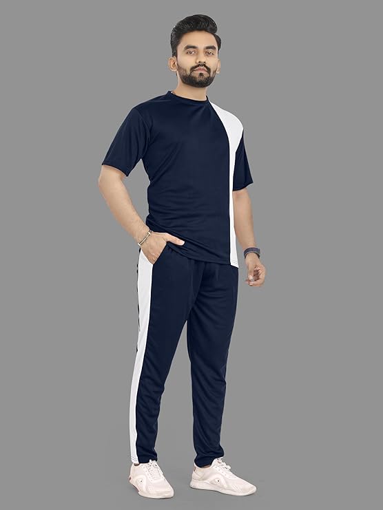 Lycra Blend Casual Regular Fit Solid Tracksuit for Men