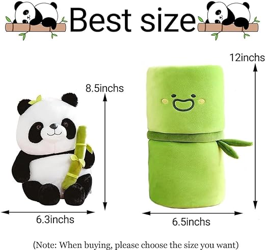 Cute Panda Plush with Bamboo