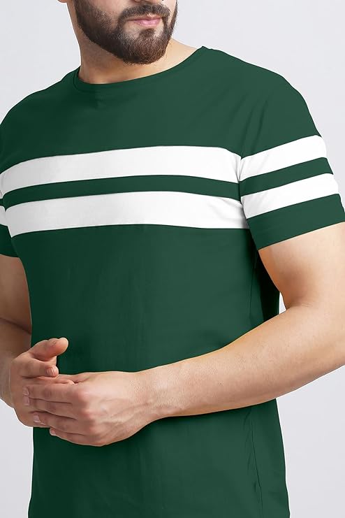 T-shirt for Mens Double Stripes on Chest