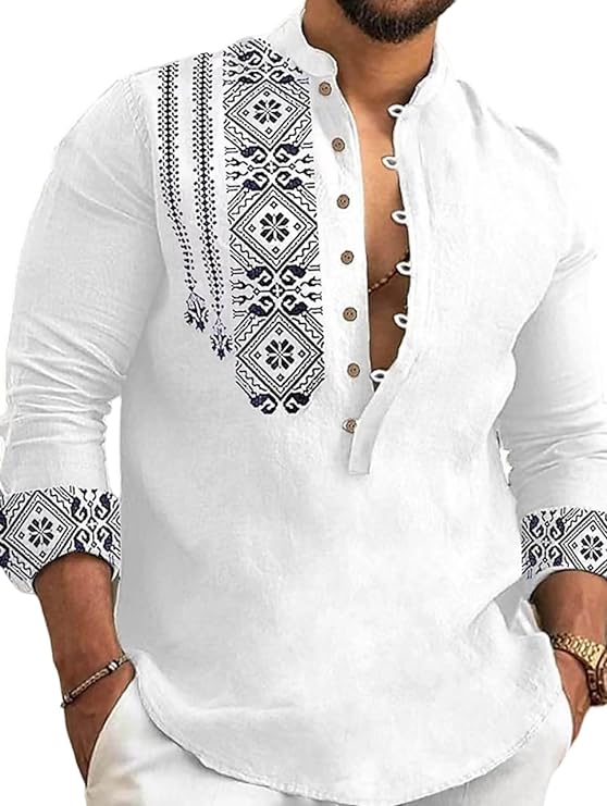 Men's Cotton Blend Mandarin Collar Self One Design Full Sleeve Casual Short Kurta