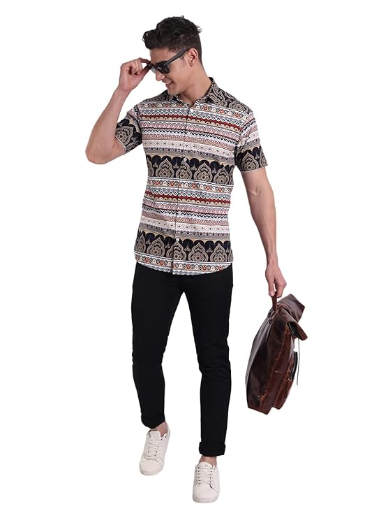 Slim Fit Cotton Casual Printed Shirt for Men