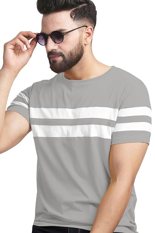 T-shirt for Mens Double Stripes on Chest