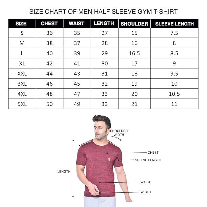 Men's Round Neck Regular Dry Fit Gym Sports Regular Fit T-Shirt