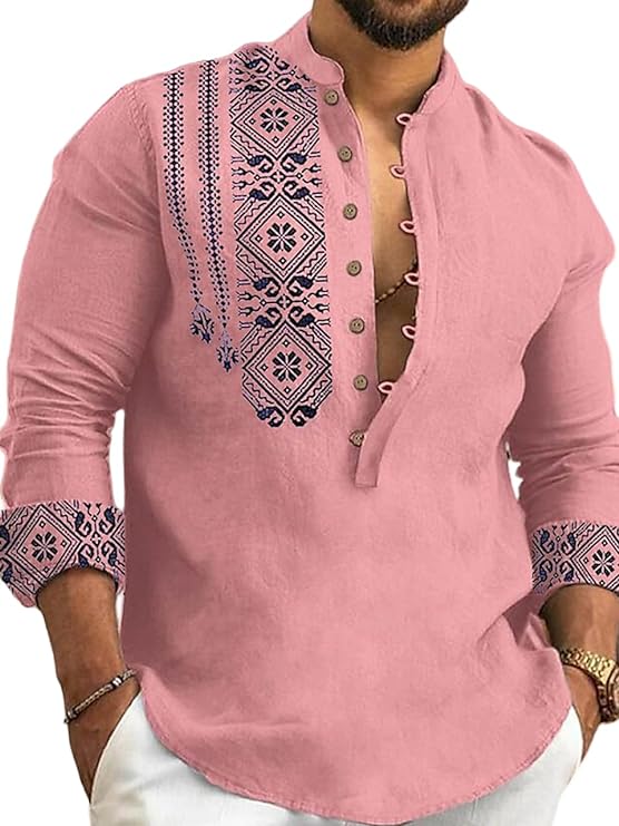 Men's Cotton Blend Mandarin Collar Self One Design Full Sleeve Casual Short Kurta