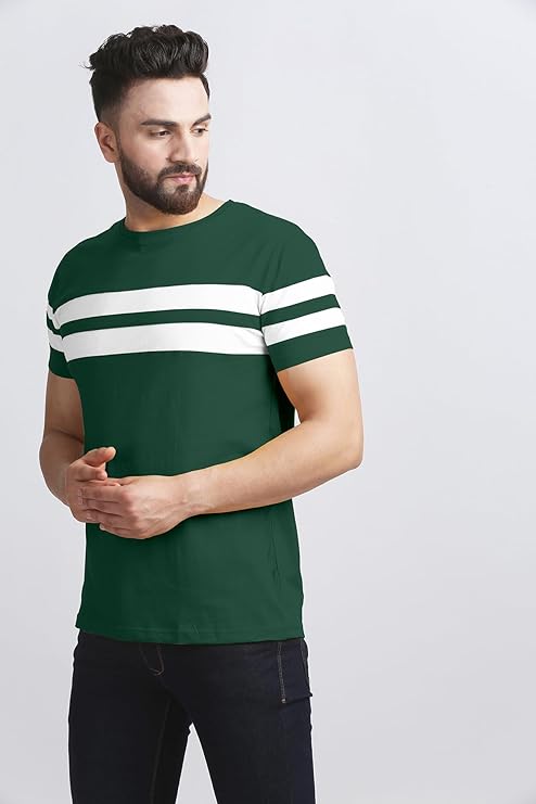 T-shirt for Mens Double Stripes on Chest