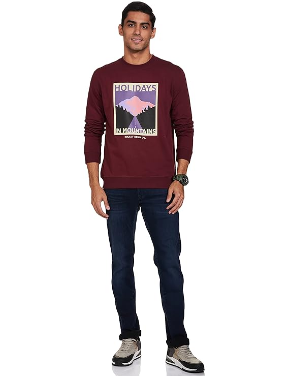 Men Cotton Blend Mock Neck Sweatshirt