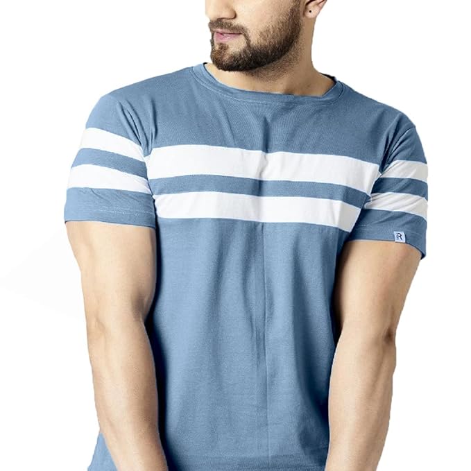 Men's Cotton Half Sleeve Regular Fit Striped T-Shirt