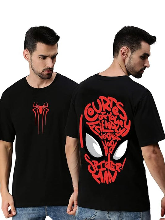 Show Your Love for Marvel's Spiderman Typographic Back Printed Oversized T-shirt for Men & Boys