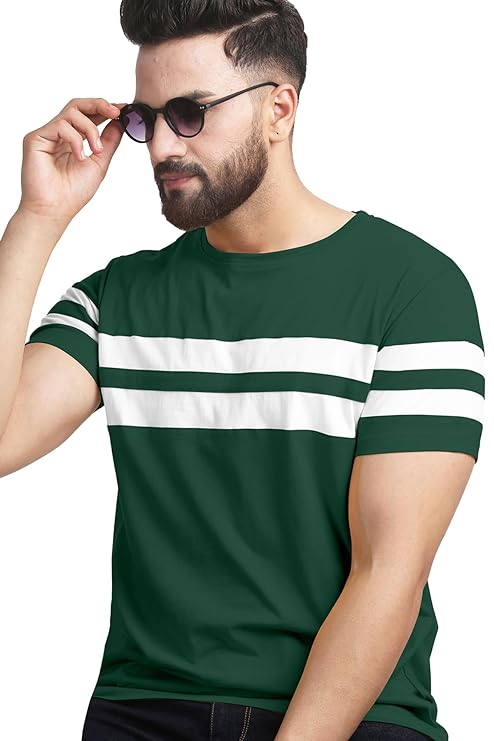 T-shirt for Mens Double Stripes on Chest