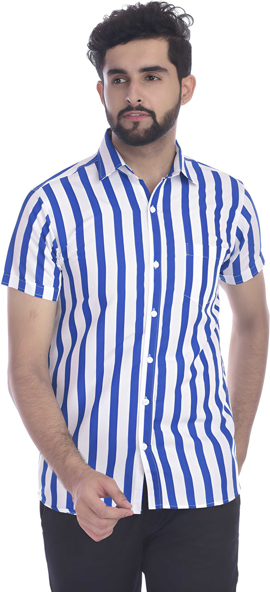 Gasperity Cotton Stripes Half Sleeves Mens Casual Shirt