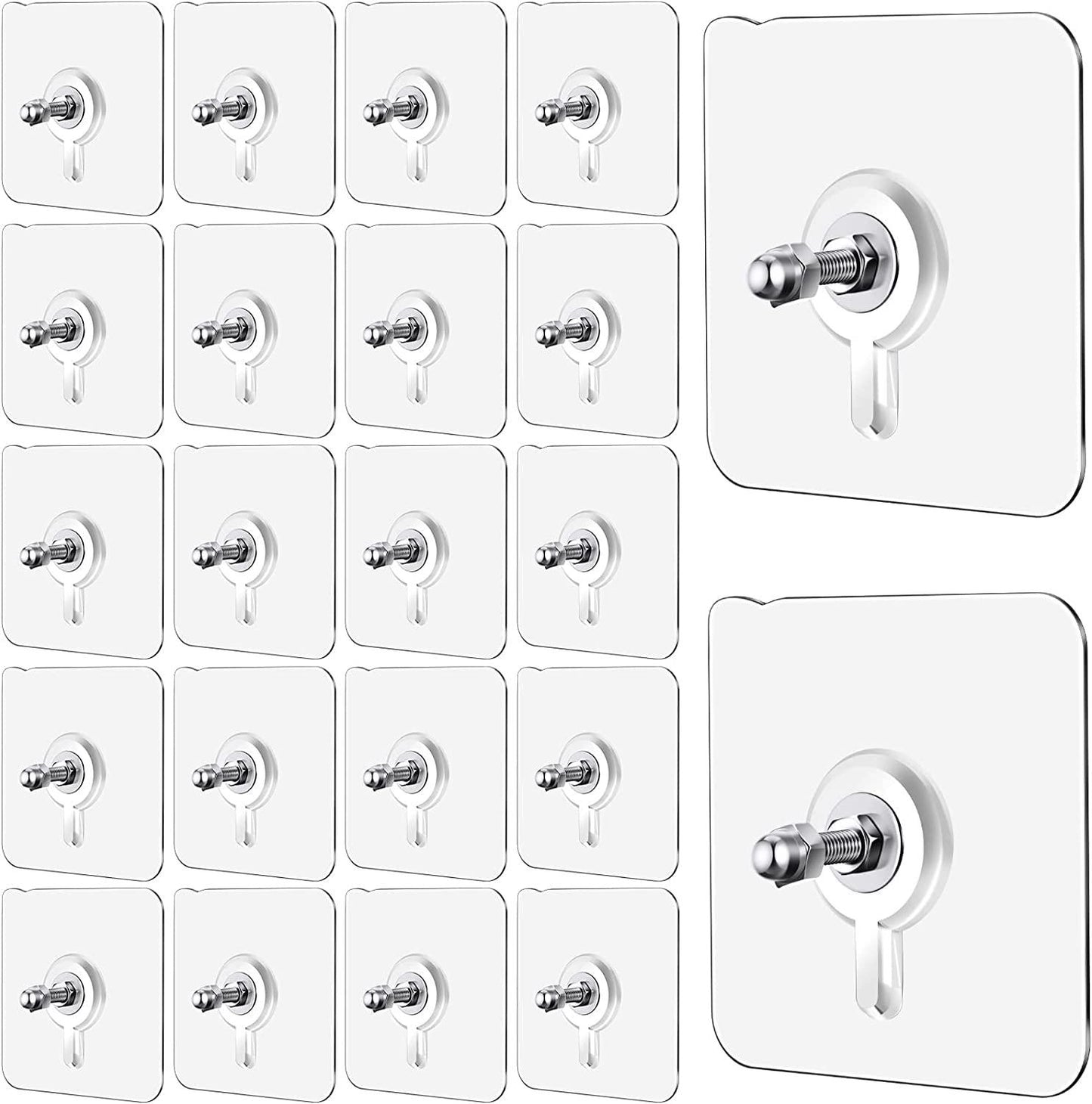 Wall Hooks, Adhesive Wall Screws Hanging Nails, No-Drilling Waterproof Screw Free Stickers for Hanging, Heavy-Duty Adhesive Wall Mount Screw Hooks for Kitchen Bathroom Bedroom Living Room 10 Pcs