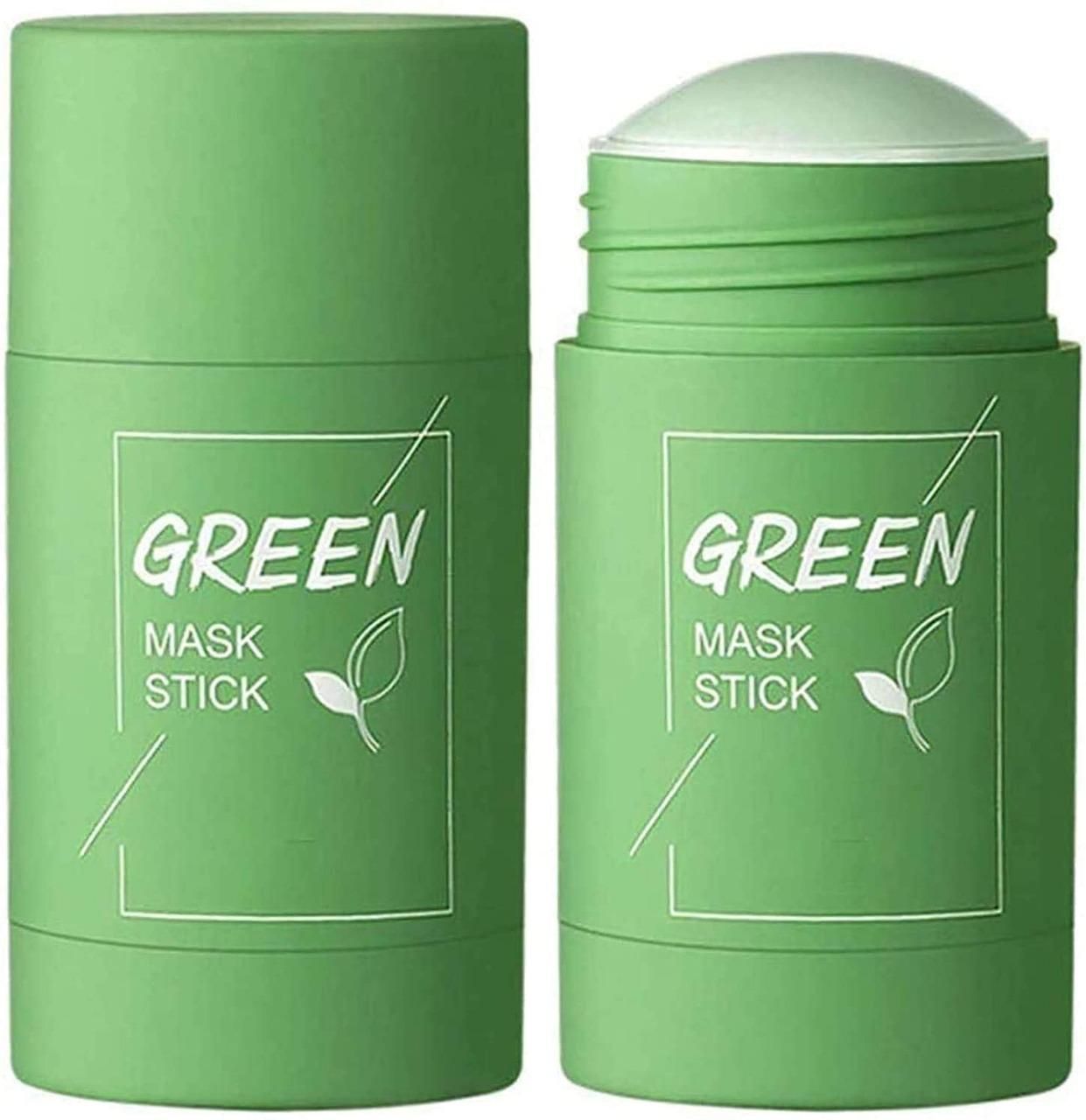 Green Tea Purifying Clay Stick Mask Oil Control Anti-Acne Eggplant Solid Fine, Portable Cleansing Mask Mud Apply Mask, Green Tea Facial Detox Mud Mask (Green Tea) 40 g