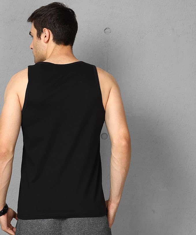 Men's Cotton Colorblocked Sleeveless Regular Fit T-shirt