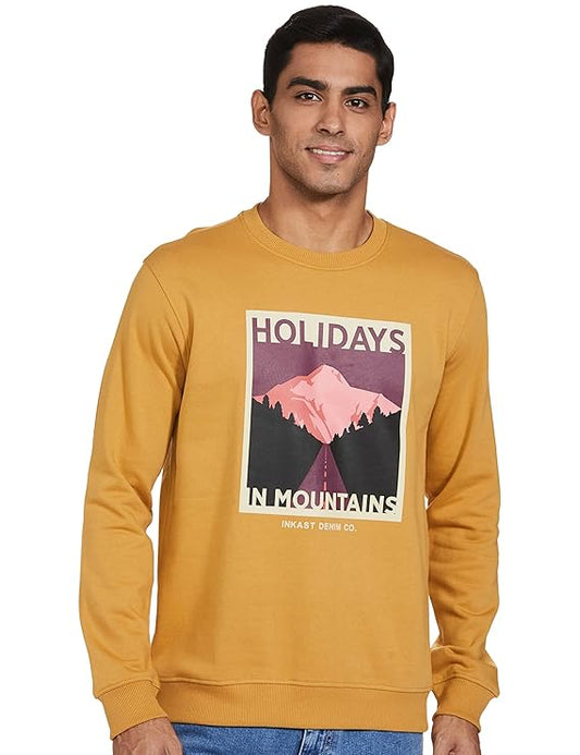 Men Cotton Blend Mock Neck Sweatshirt