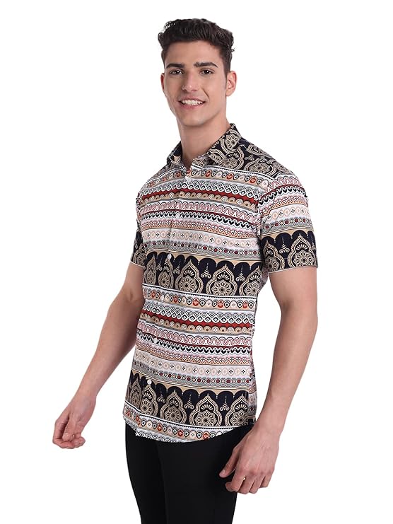 Slim Fit Cotton Casual Printed Shirt for Men