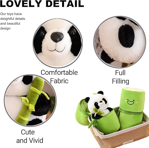 Cute Panda Plush with Bamboo