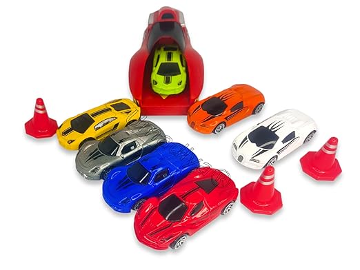 Rapid Launcher Play Set Toy with 7 Die Cast Metal Stunt Car and Master Racers Sports with 3 Stoppers Racing Game for Kids