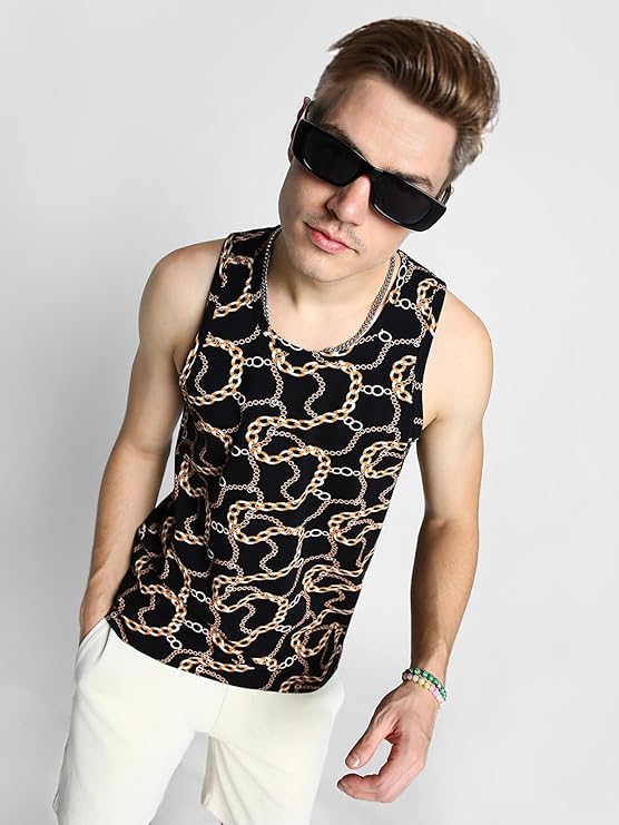 Men Sleeveless Tshirt, All Over Printed Vest for Men, Cotton Sando for Beach Wear, Gym, Cycling, Running, & Other Sports