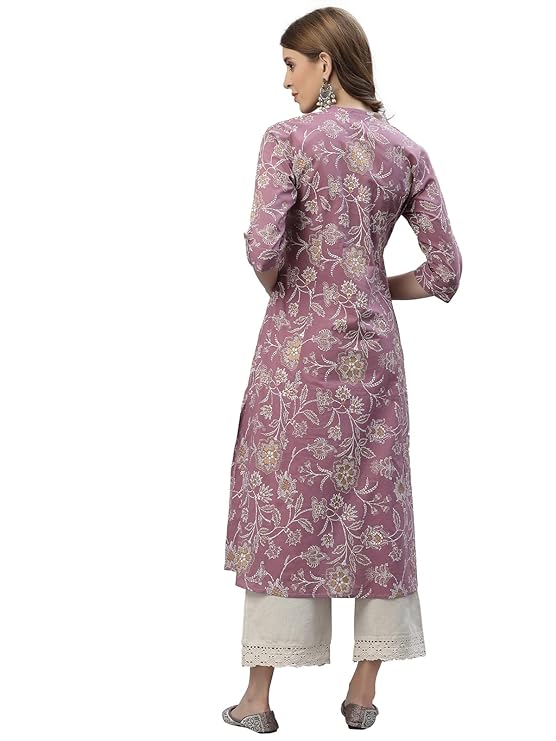 Women's Floral Print Rayon A-Line Kurta