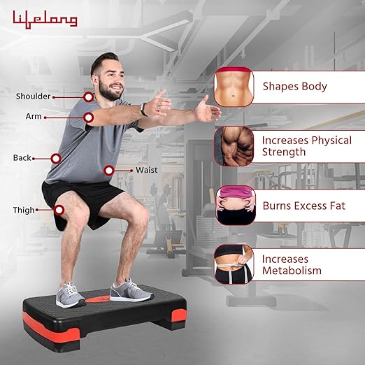 Polypropylene Adjustable Home Gym Exercise Fitness Stepper for Exercise Aerobics Stepper with 3 Height Adjustments