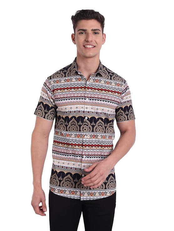 Slim Fit Cotton Casual Printed Shirt for Men