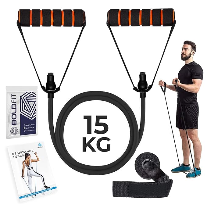 Resistance Tube with Foam Handles, Door Anchor for Exercise & Stretching