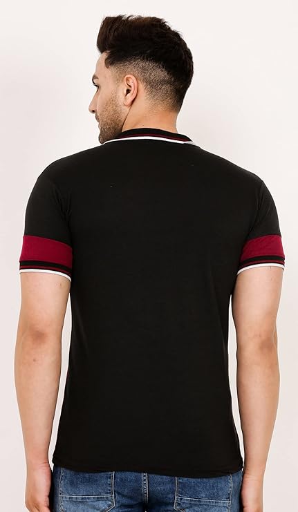 Men's Half Sleeve Polo Neck Colorblock Regular Fit Matty T-Shirt