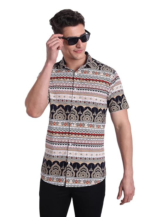 Slim Fit Cotton Casual Printed Shirt for Men