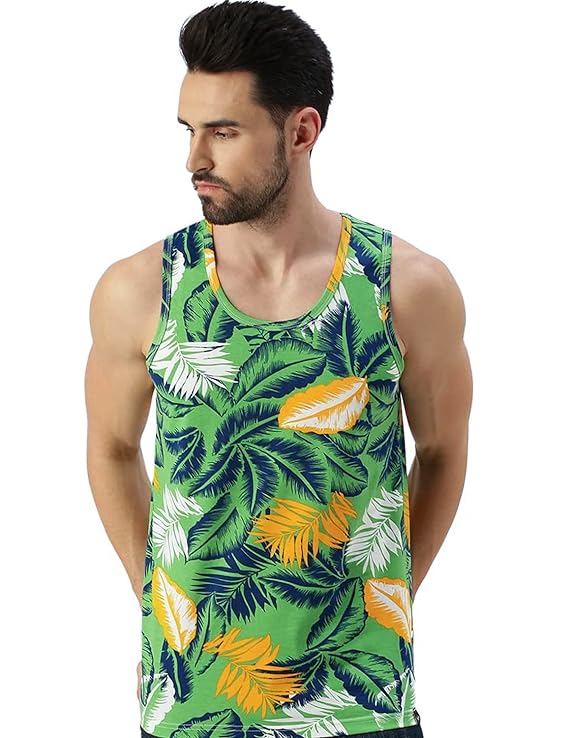 Men Sleeveless Tshirt, All Over Printed Vest for Men, Cotton Sando for Beach Wear, Gym, Cycling, Running, & Other Sports