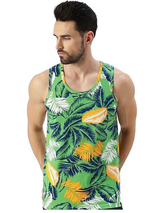 Men Sleeveless Tshirt, All Over Printed Vest for Men, Cotton Sando for Beach Wear, Gym, Cycling, Running, & Other Sports