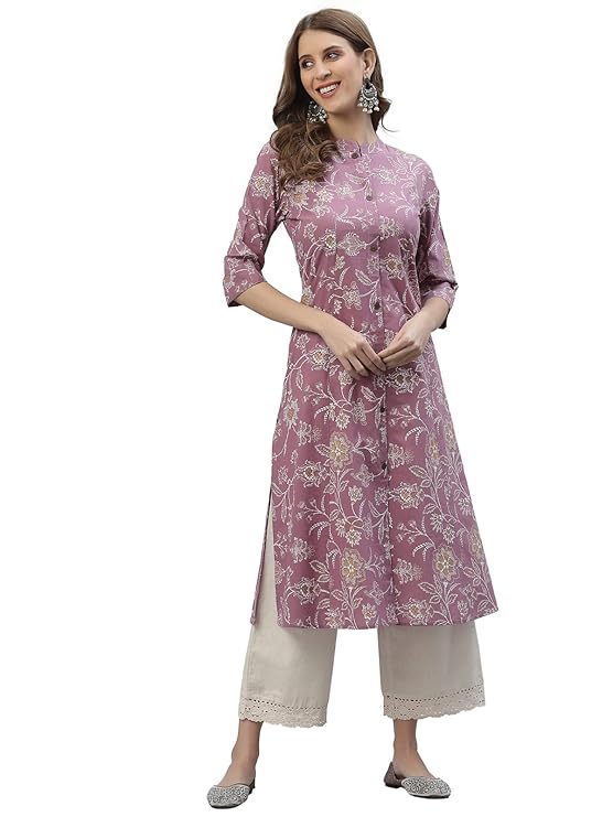 Women's Floral Print Rayon A-Line Kurta