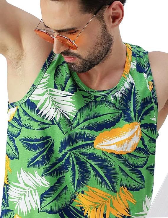 Men Sleeveless Tshirt, All Over Printed Vest for Men, Cotton Sando for Beach Wear, Gym, Cycling, Running, & Other Sports