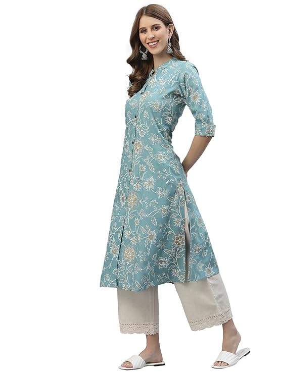 Women's Floral Print Rayon A-Line Kurta