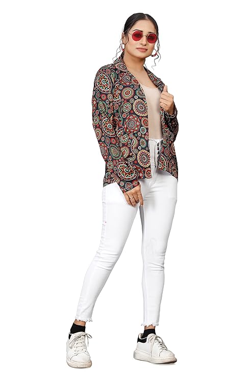 Women's Satin Jacket-Style Shrug with Shawl Collar and Pockets