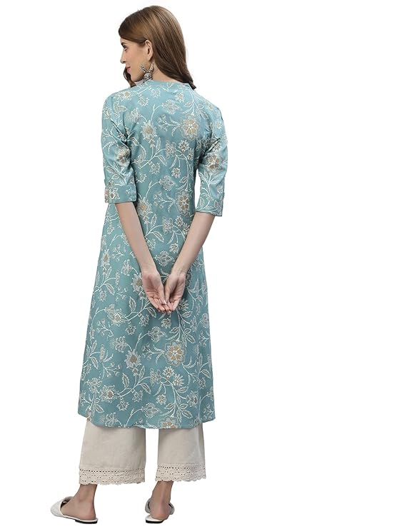 Women's Floral Print Rayon A-Line Kurta