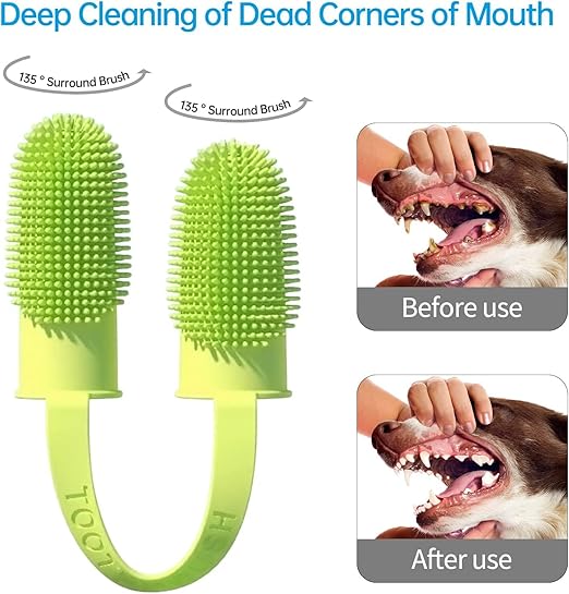 Teeth Cleaning Set Soft Bristles for Easy Dental Care Toothbrush Suitable for Large to Small Dogs Cats and Small Pets Color