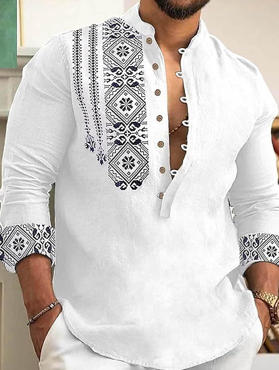 Men's Cotton Blend Mandarin Collar Self One Design Full Sleeve Casual Short Kurta