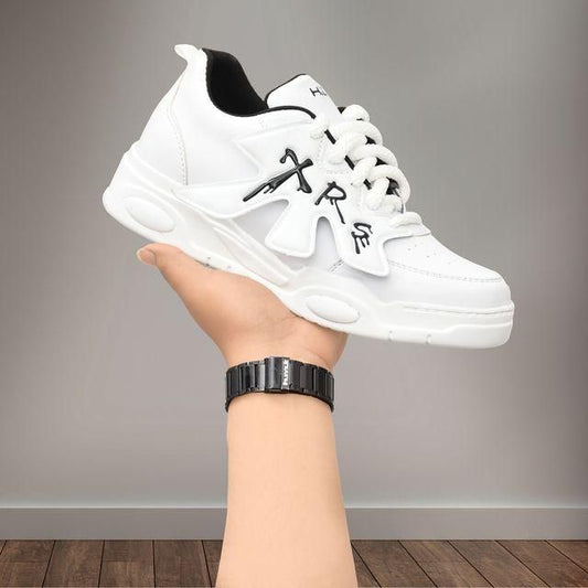 Men's Solid White Lace Up Casual Shoes