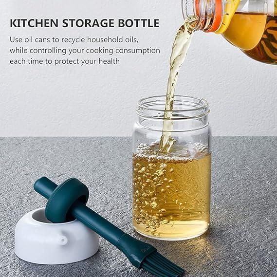 Oil Dispenser Bottle 2 in 1 Container with Silicone Brush