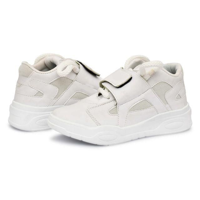 Men's Velcro White Lace Up Casual Shoes