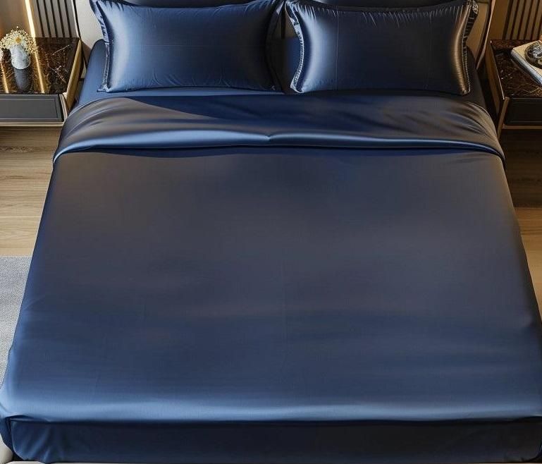 Satin Elastic Fitted Bedsheet With 2 Pillow Covers